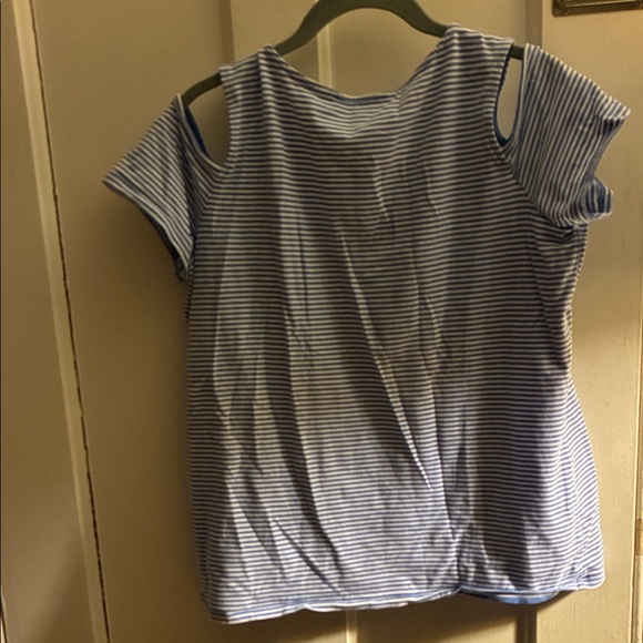 MICHAEL Michael Kors Blue Striped Short Sleeve Top - Picture 4 of 4